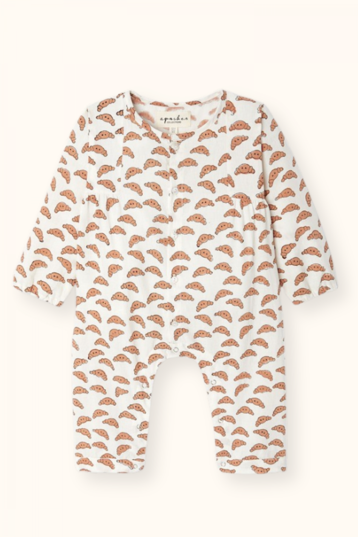 Pyjama/combinaison bébé "Muni/Croissants crème" - Apaches Collections