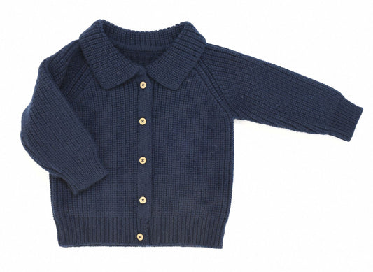 Veste Léonore tricot bleu marine 100% laine