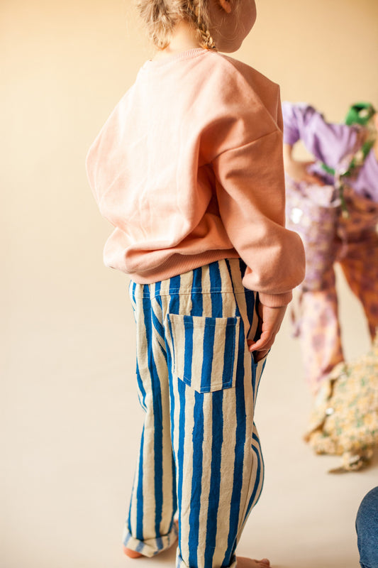 Pantalon enfant "Palak/Rayé Bleu Klein" - Apaches Collections