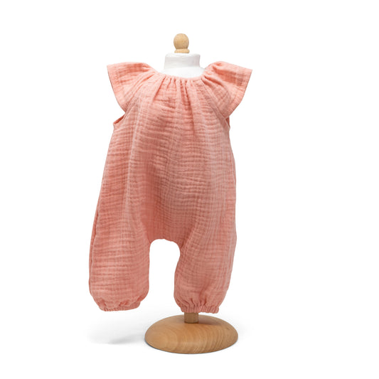 Barboteuse rose en gaze de coton pour poupée
