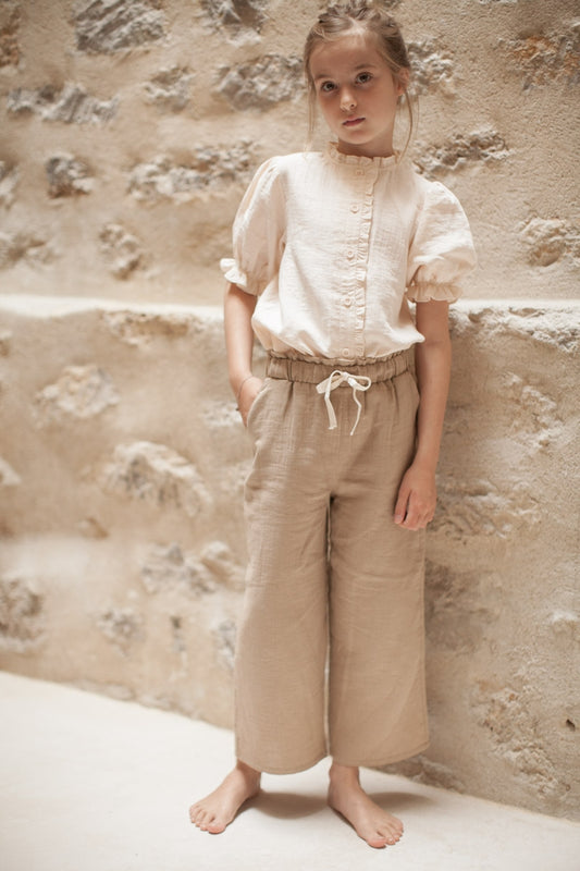 Pantalon "Tosca gaze de coton camel" - Marlot Paris