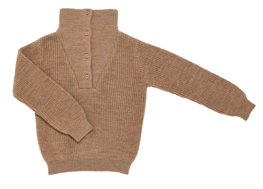 Pull Clotaire tricot beige chiné 100 % laine